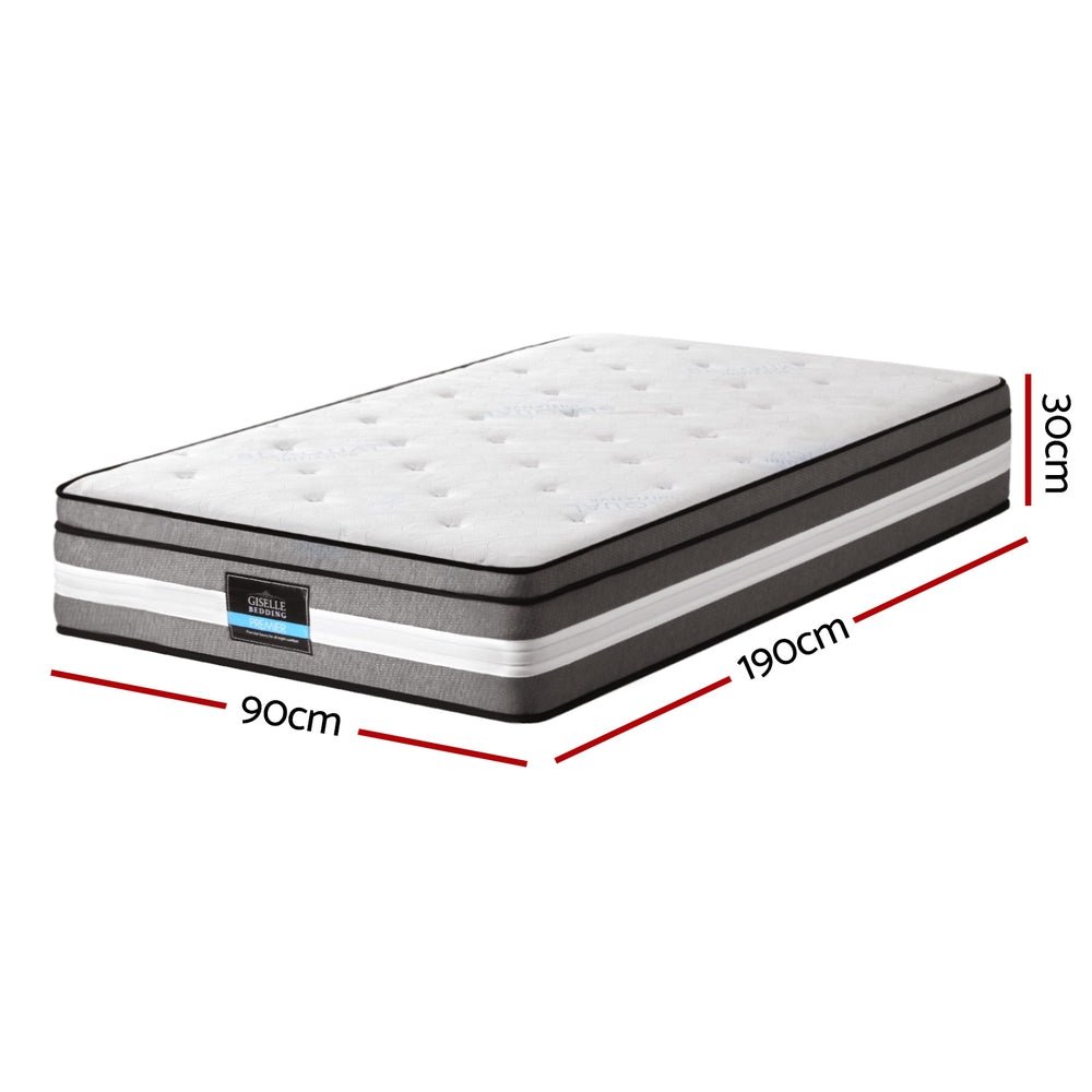 30cm Mattress Gel Foam Pocket Spring Single - Furniture > Mattresses > Single Mattress - Rivercity House & Home Co. (ABN 18 642 972 209) - Affordable Modern Furniture Australia