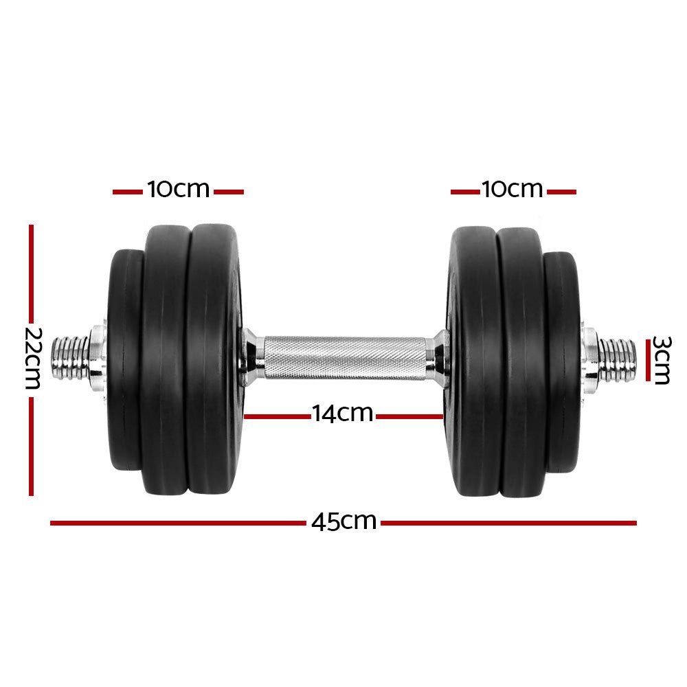 30kg Adjustable Dumbbell Set with Weight Plates and Lifting Bench - Black - Sports & Fitness > Exercise, Gym & Fitness > Free Weights - Rivercity House & Home Co. (ABN 18 642 972 209) - Affordable Modern Furniture Australia