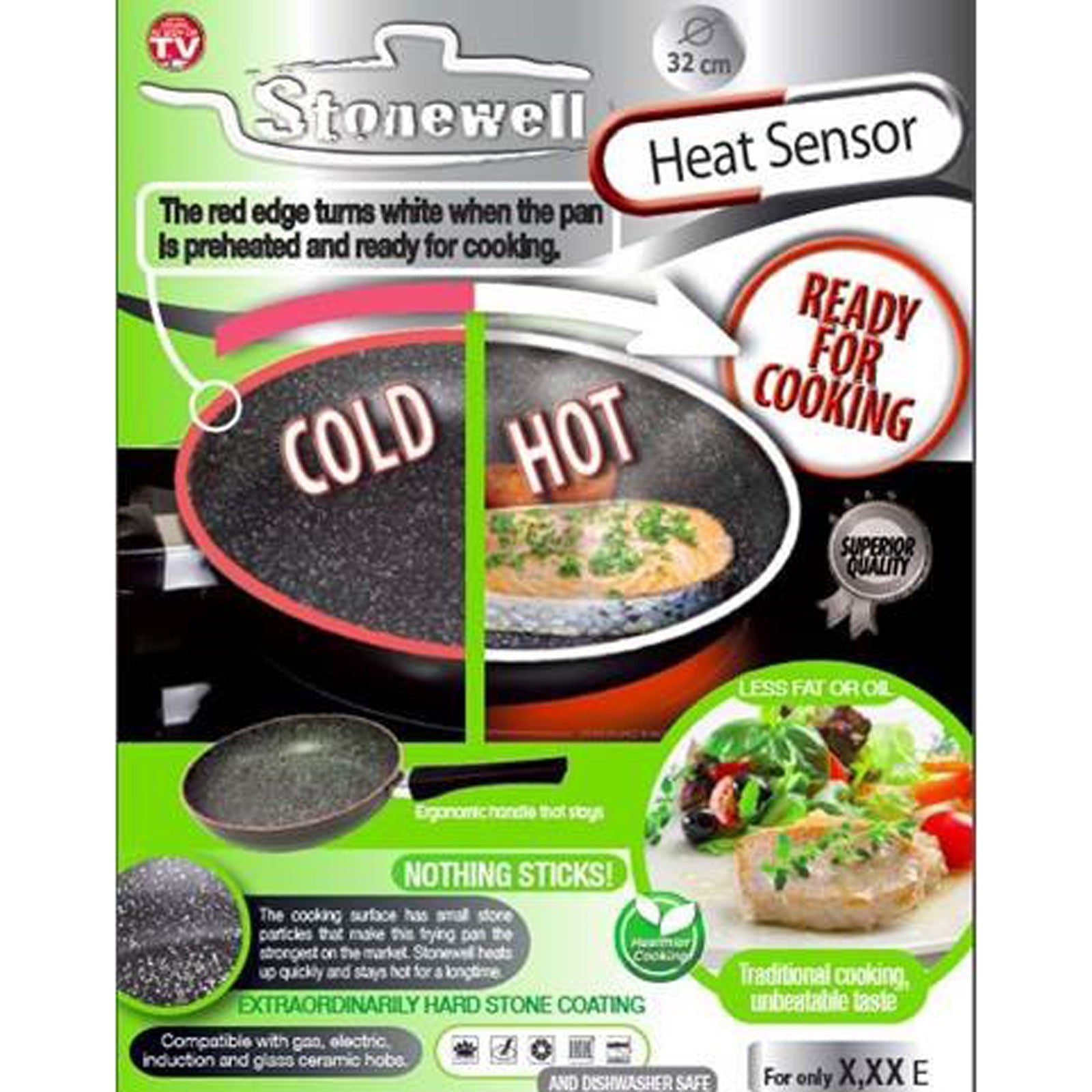 32cm Pan With Heat Sensor Kitchen Non Stick Cookware - Furniture > Dining > Buffets & Sideboards - Rivercity House & Home Co. (ABN 18 642 972 209) - Affordable Modern Furniture Australia