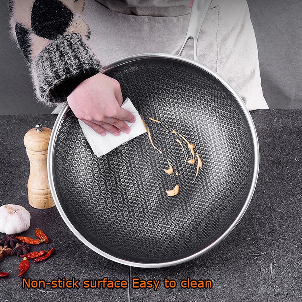 34cm 304 Stainless Steel Non - Stick Stir Fry Cooking Kitchen Wok Pan without Lid Honeycomb Double Sided - Home & Garden > Kitchenware - Rivercity House & Home Co. (ABN 18 642 972 209) - Affordable Modern Furniture Australia
