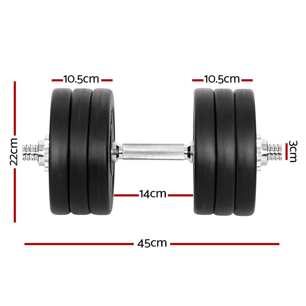 35kg Adjustable Dumbbell Set with Weight Plates - Black - Sports & Fitness > Exercise, Gym & Fitness > Free Weights - Rivercity House & Home Co. (ABN 18 642 972 209) - Affordable Modern Furniture Australia