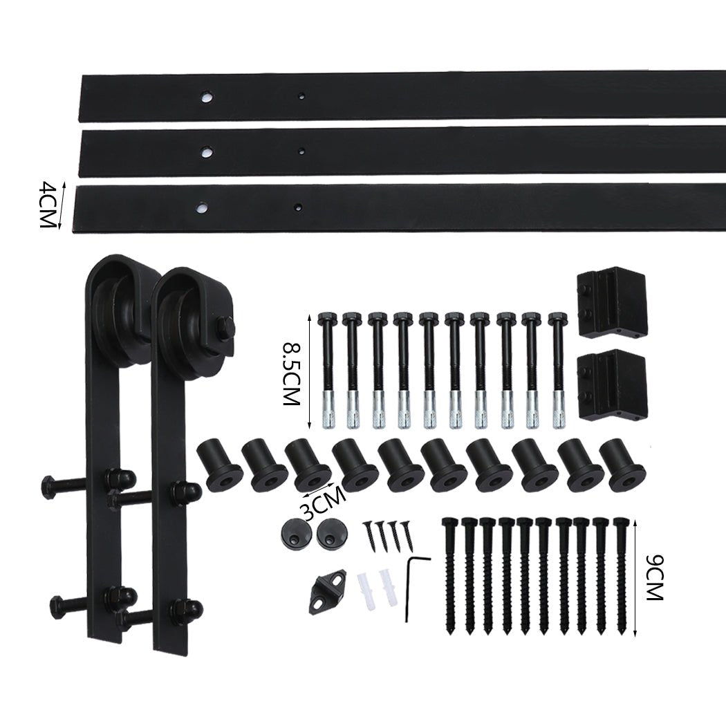 3.66m Double Sliding Barn Door Track Kit 4.3mx6.1m - Black - Rivercity House & Home Co. (ABN 18 642 972 209) - Affordable Modern Furniture Australia