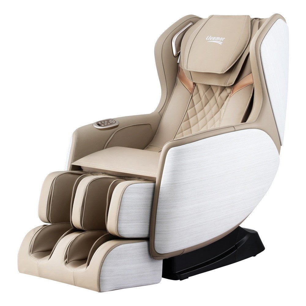3D OLIN Electric Massage Chair Recliner with 3D Massager - White & Beige - Furniture > Bar Stools & Chairs > Massage Chairs - Rivercity House & Home Co. (ABN 18 642 972 209) - Affordable Modern Furniture Australia