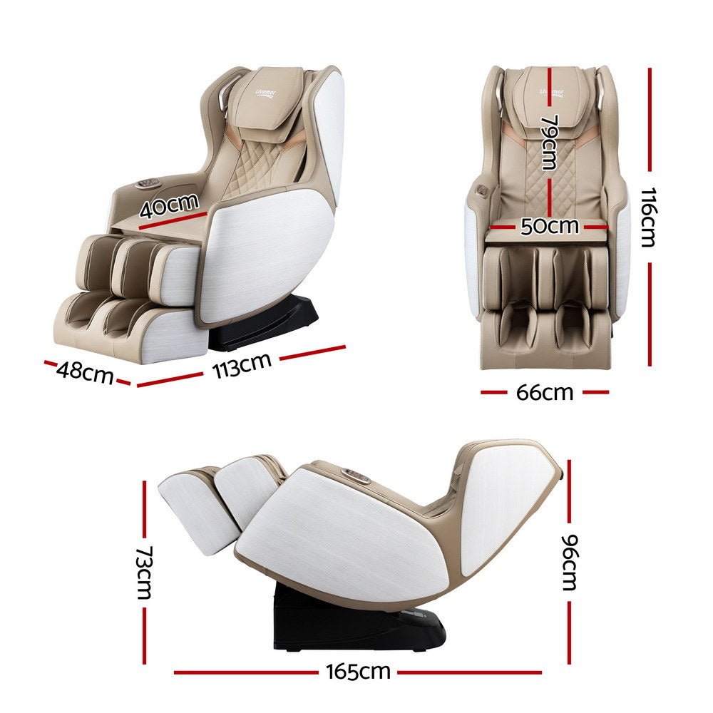 3D OLIN Electric Massage Chair Recliner with 3D Massager - White & Beige - Furniture > Bar Stools & Chairs > Massage Chairs - Rivercity House & Home Co. (ABN 18 642 972 209) - Affordable Modern Furniture Australia