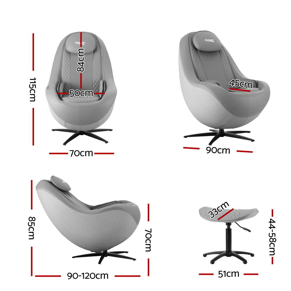 3D Roli Electric Massage Chair Recliner with Bluetooth Speakers - Grey - Furniture > Bar Stools & Chairs > Massage Chairs - Rivercity House & Home Co. (ABN 18 642 972 209) - Affordable Modern Furniture Australia