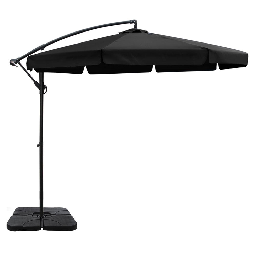3m Outdoor Umbrella w/Base Cantilever Garden Beach Patio Black - Home & Garden > Shading - Rivercity House & Home Co. (ABN 18 642 972 209) - Affordable Modern Furniture Australia