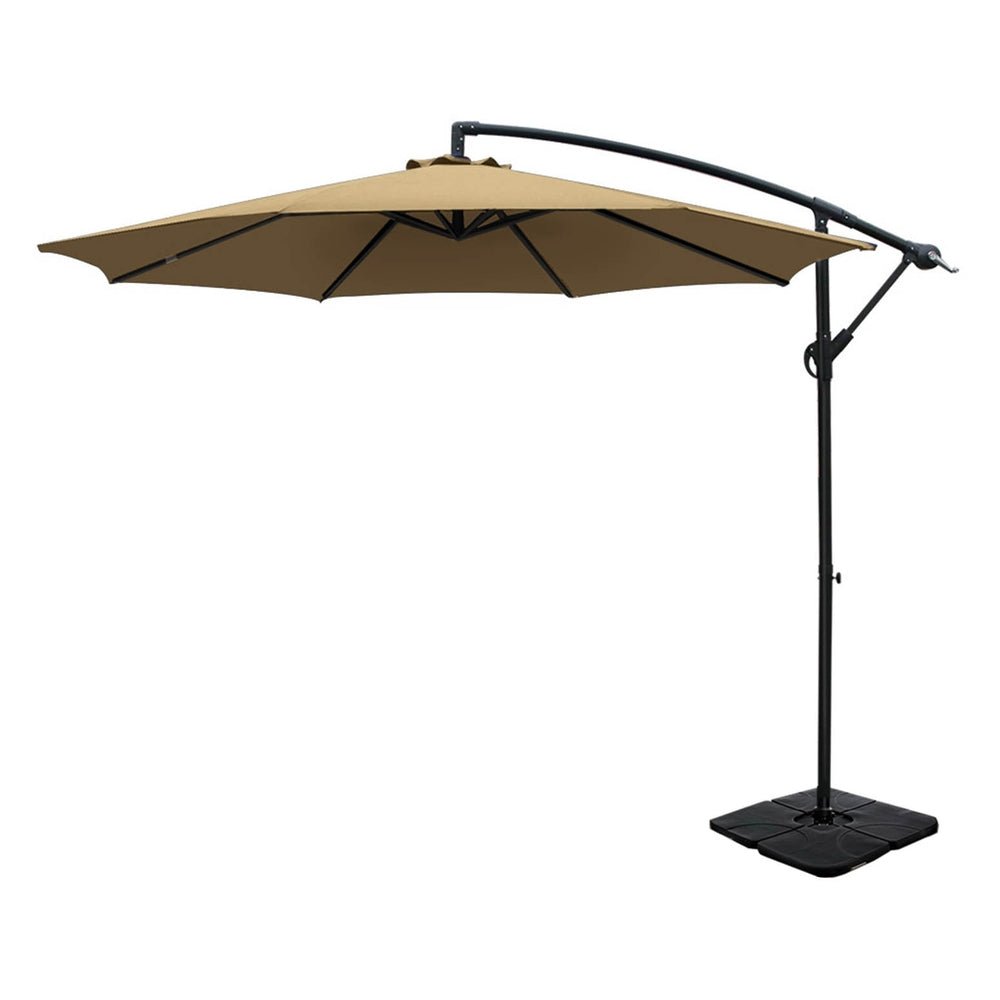 3m Umbrella w/Base Outdoor Cantilever Beach Garden Patio Parasol Beige - Home & Garden > Shading - Rivercity House & Home Co. (ABN 18 642 972 209) - Affordable Modern Furniture Australia