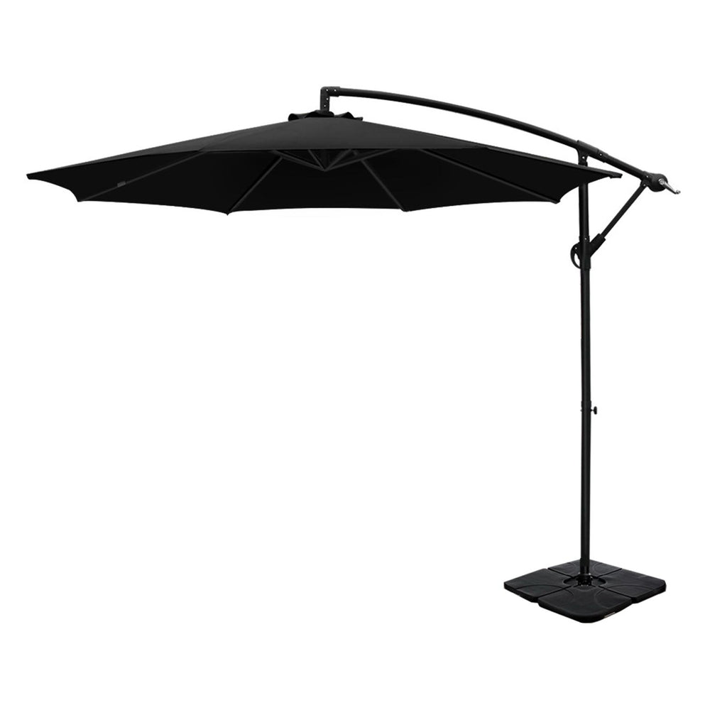 3m Umbrella w/Base Outdoor Cantilever Beach Garden Patio Parasol Black - Home & Garden > Shading - Rivercity House & Home Co. (ABN 18 642 972 209) - Affordable Modern Furniture Australia