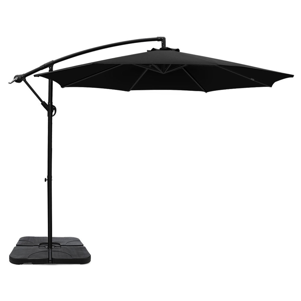 3m Umbrella w/Base Outdoor Cantilever Beach Garden Patio Parasol Black - Home & Garden > Shading - Rivercity House & Home Co. (ABN 18 642 972 209) - Affordable Modern Furniture Australia