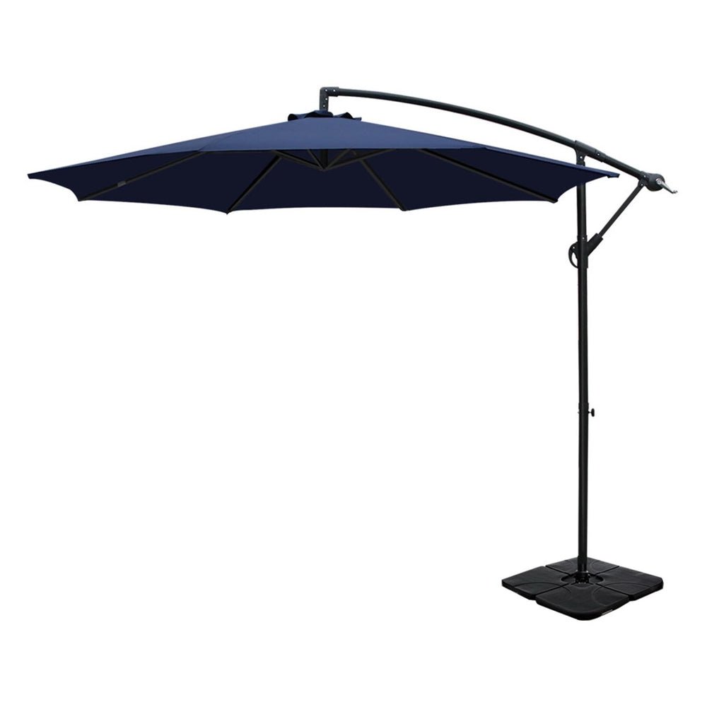 3m Umbrella w/Base Outdoor Cantilever Beach Garden Patio Parasol Navy - Home & Garden > Shading - Rivercity House & Home Co. (ABN 18 642 972 209) - Affordable Modern Furniture Australia
