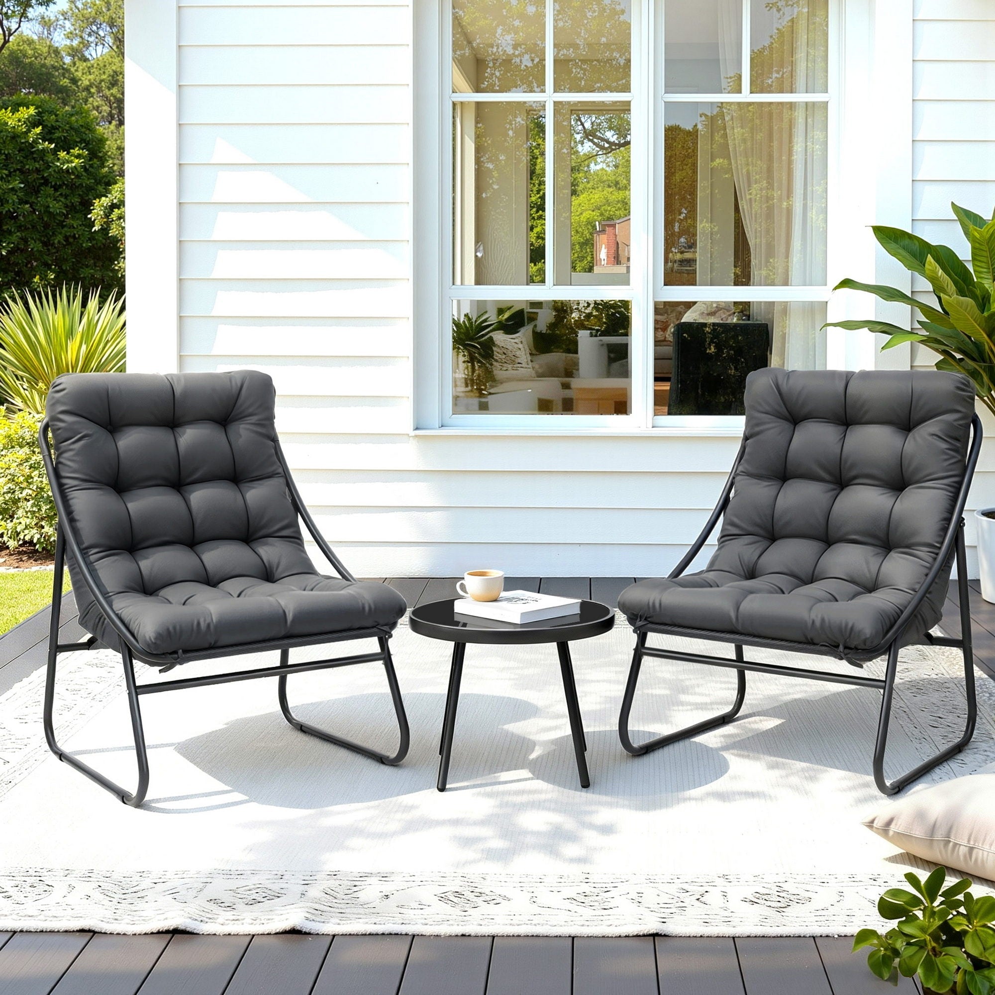 3PC Outdoor Bistro Set Patio Furniture Table and Chairs Steel Dining Chair - Furniture > Outdoor > Outdoor Dining Sets - Rivercity House & Home Co. (ABN 18 642 972 209) - Affordable Modern Furniture Australia