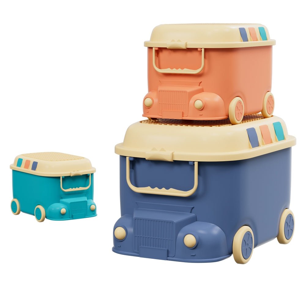 3PCS Toy Storage Box Cute Car Toy Container Kids Toys Organiser Snack Boxes - Baby & Kids > Kid's Furniture - Rivercity House & Home Co. (ABN 18 642 972 209) - Affordable Modern Furniture Australia