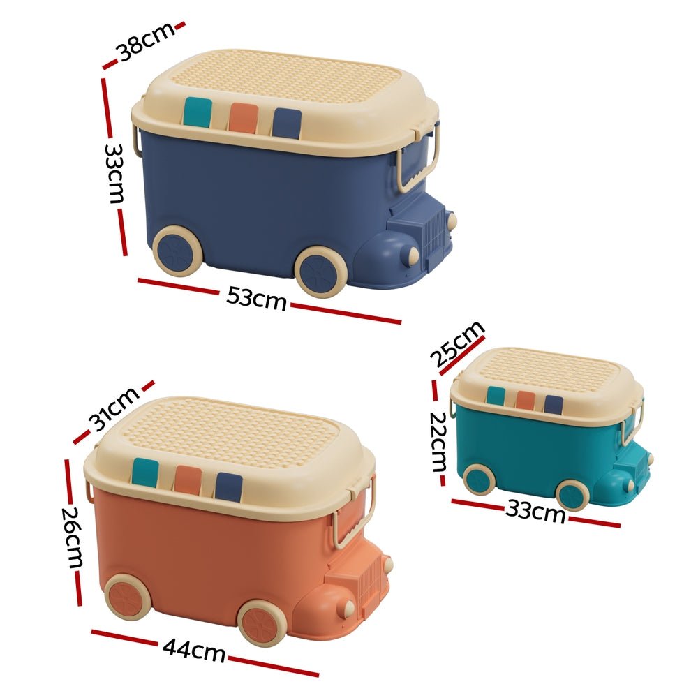 3PCS Toy Storage Box Cute Car Toy Container Kids Toys Organiser Snack Boxes - Baby & Kids > Kid's Furniture - Rivercity House & Home Co. (ABN 18 642 972 209) - Affordable Modern Furniture Australia