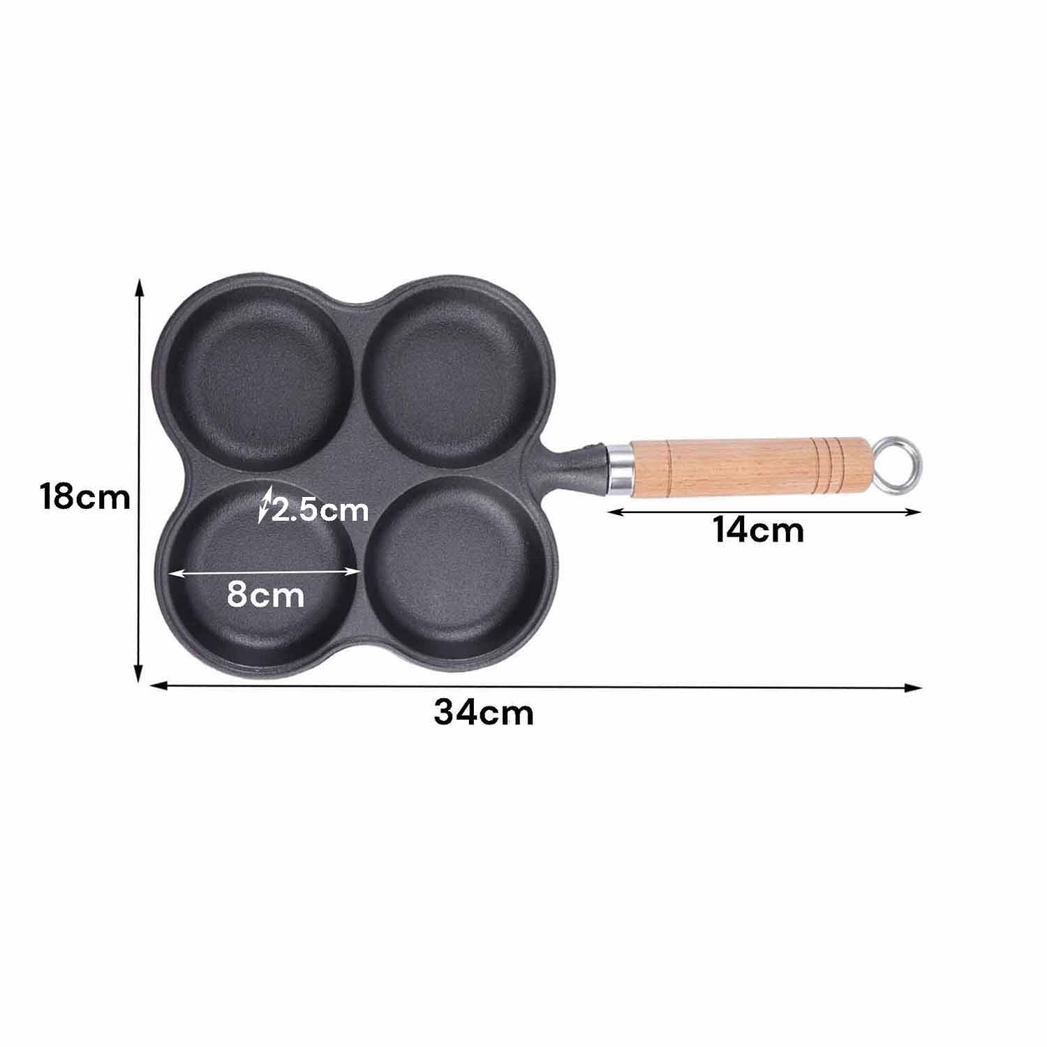 4 Cup Cast Iron Egg Frying Pan Divided Egg Skillet Pan Fried Egg Pan Cooker Pancake Egg Fryer - Home & Garden > Kitchenware > Skillets & Frying Pans - Rivercity House & Home Co. (ABN 18 642 972 209) - Affordable Modern Furniture Australia