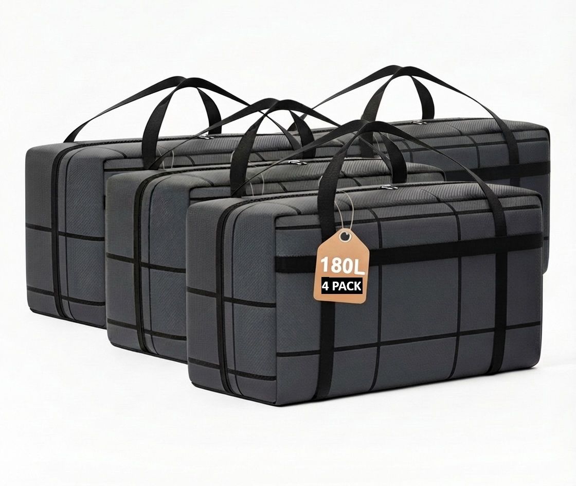 4 - Pack 180L Extra Large Moving Storage Bags with Handles & Heavy Duty Zipper for Clothes, Travel, Camping - Multi - Color - Home & Garden > Storage > Clothing & Wardrobe Storage - Rivercity House & Home Co. (ABN 18 642 972 209) - Affordable Modern Furniture Australia