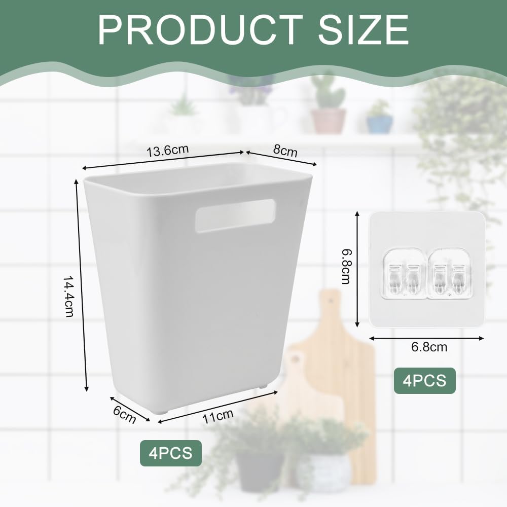 4 - Pack Self - Adhesive Wall Storage Boxes for Cabinet Doors Kitchen Bathroom Office - White - Furniture > Office > Storage Cabinets - Rivercity House & Home Co. (ABN 18 642 972 209) - Affordable Modern Furniture Australia