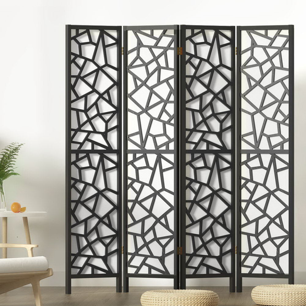 4 Panel Room Divider Screen 162x170cm Clover Black - Furniture > Bedroom > Room Dividers - Rivercity House & Home Co. (ABN 18 642 972 209) - Affordable Modern Furniture Australia