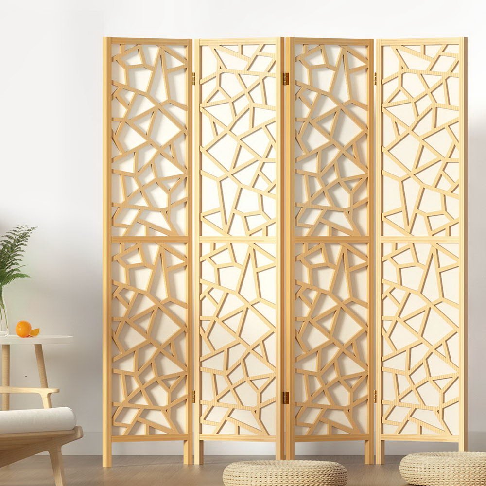 4 Panel Room Divider Screen 162x170cm Clover Natural - Furniture > Bedroom > Room Dividers - Rivercity House & Home Co. (ABN 18 642 972 209) - Affordable Modern Furniture Australia