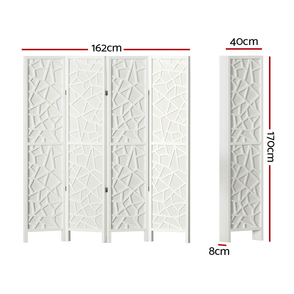 4 Panel Room Divider Screen 162x170cm Clover White - Furniture > Bedroom > Room Dividers - Rivercity House & Home Co. (ABN 18 642 972 209) - Affordable Modern Furniture Australia
