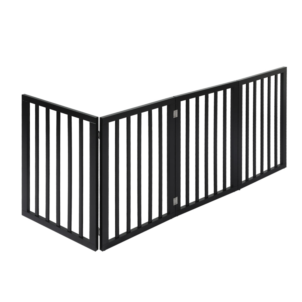 4 Panel Wooden Pet Gate Foldable Dog Fence 600x3mm - Black - Rivercity House & Home Co. (ABN 18 642 972 209) - Affordable Modern Furniture Australia