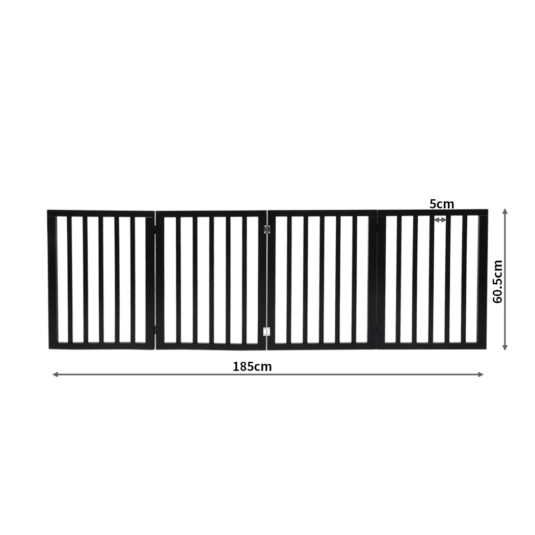 4 Panel Wooden Pet Gate Foldable Dog Fence 600x3mm - Black - Rivercity House & Home Co. (ABN 18 642 972 209) - Affordable Modern Furniture Australia