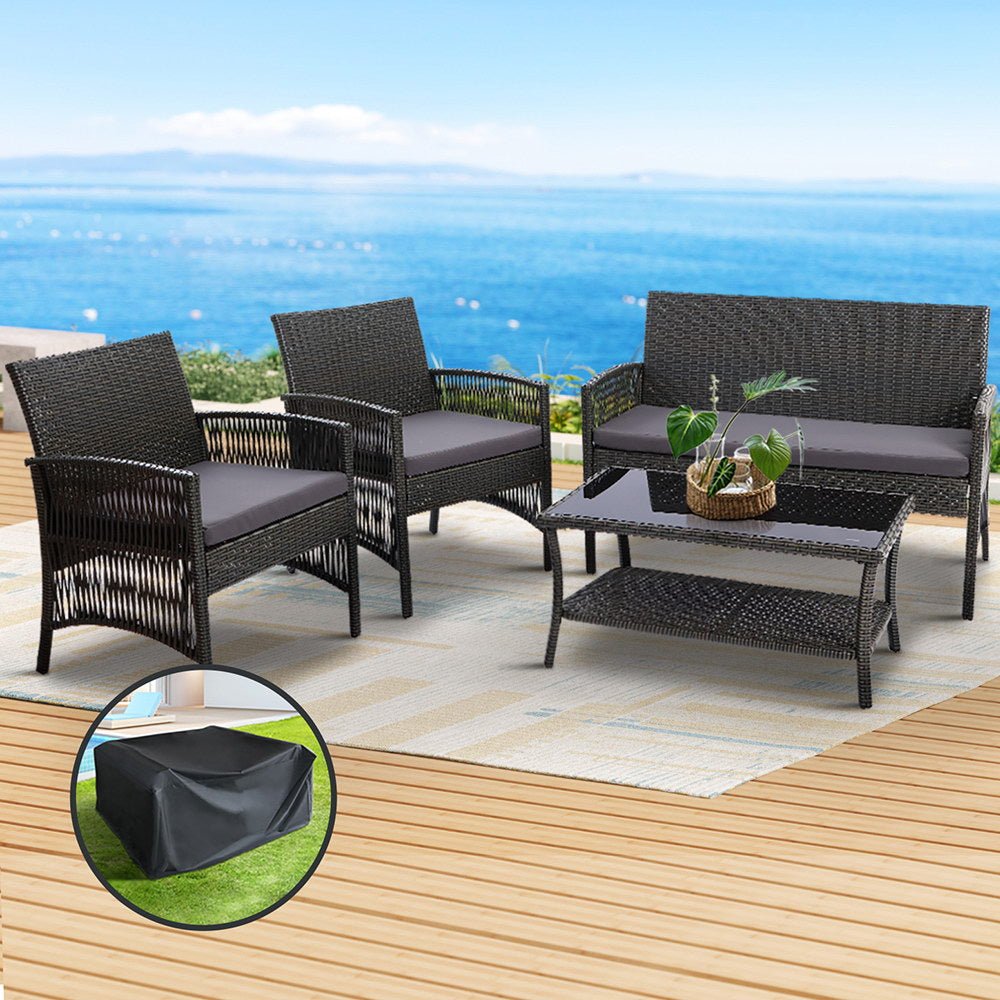 4 Piece Harp Table & Chairs Set - Grey - Furniture > Outdoor - Rivercity House & Home Co. (ABN 18 642 972 209) - Affordable Modern Furniture Australia