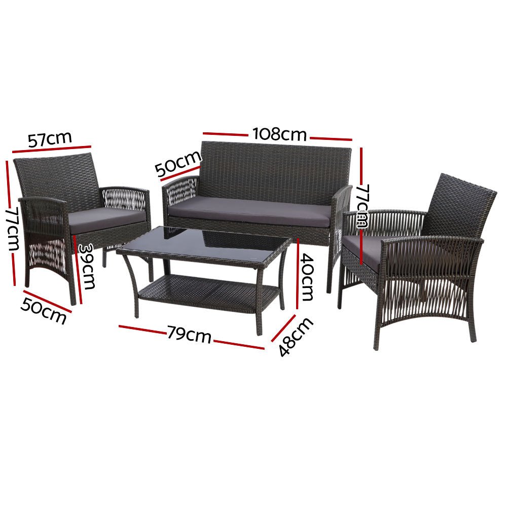 4 Piece Harp Table & Chairs Set - Grey - Furniture > Outdoor - Rivercity House & Home Co. (ABN 18 642 972 209) - Affordable Modern Furniture Australia