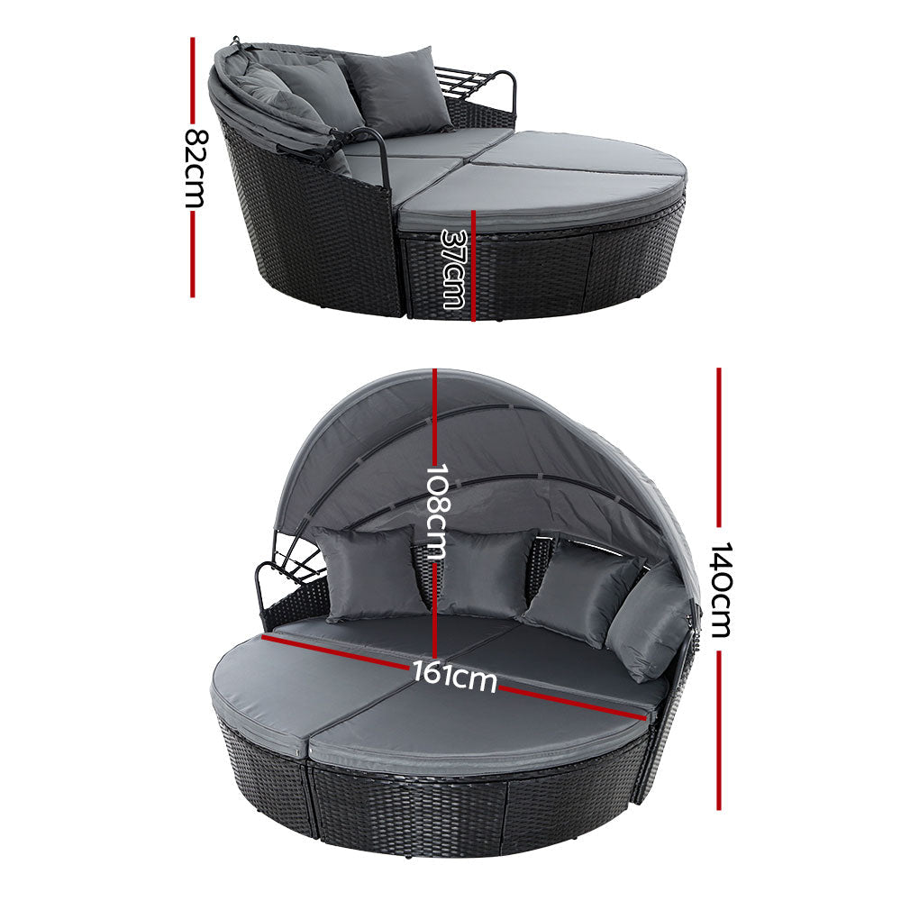 4 Piece Outdoor Day Bed With Shade - Rivercity House & Home Co. (ABN 18 642 972 209) - Affordable Modern Furniture Australia