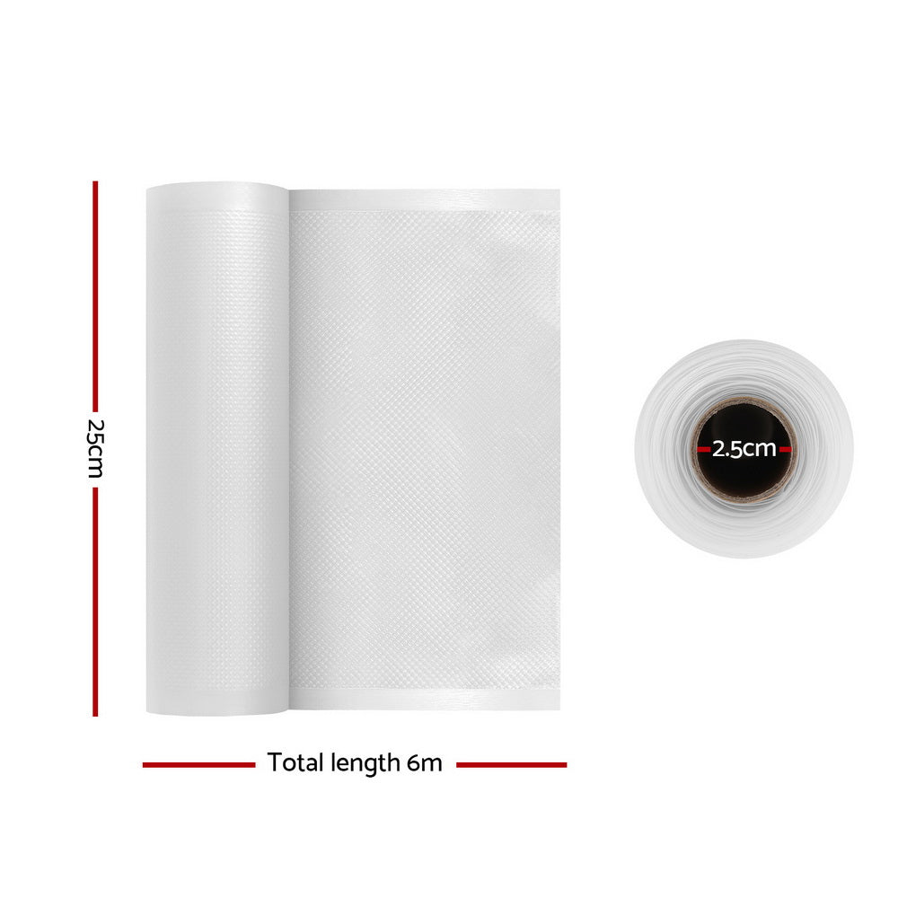 4 Rolls Food Vacuum Sealer Bags Storage Saver Heat Sealing Bag Pack 25CMX6M - Appliances > Kitchen Appliances - Rivercity House & Home Co. (ABN 18 642 972 209) - Affordable Modern Furniture Australia
