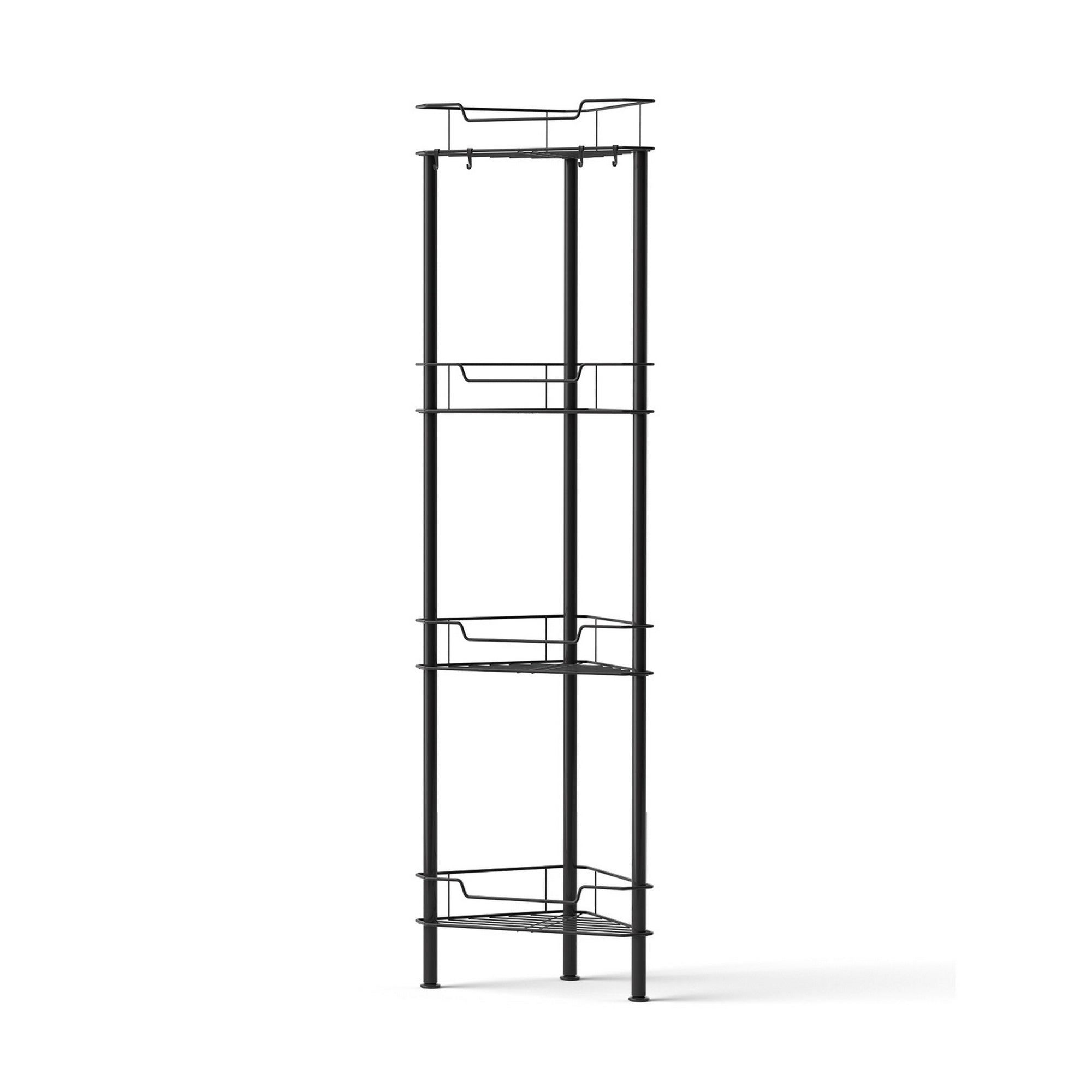 4 Tier Floor Standing Corner Shower Caddy Bathroom Organizer Black - Furniture > Bathroom > Bathroom Cabinets, Cupboards & Storage - Rivercity House & Home Co. (ABN 18 642 972 209) - Affordable Modern Furniture Australia