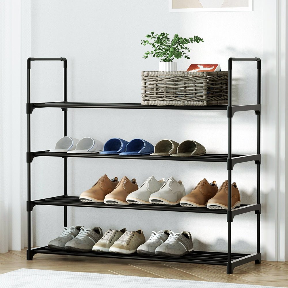 4 Tier Stackable Shoe Rack 80cm Black - Furniture > Living Room - Rivercity House & Home Co. (ABN 18 642 972 209) - Affordable Modern Furniture Australia