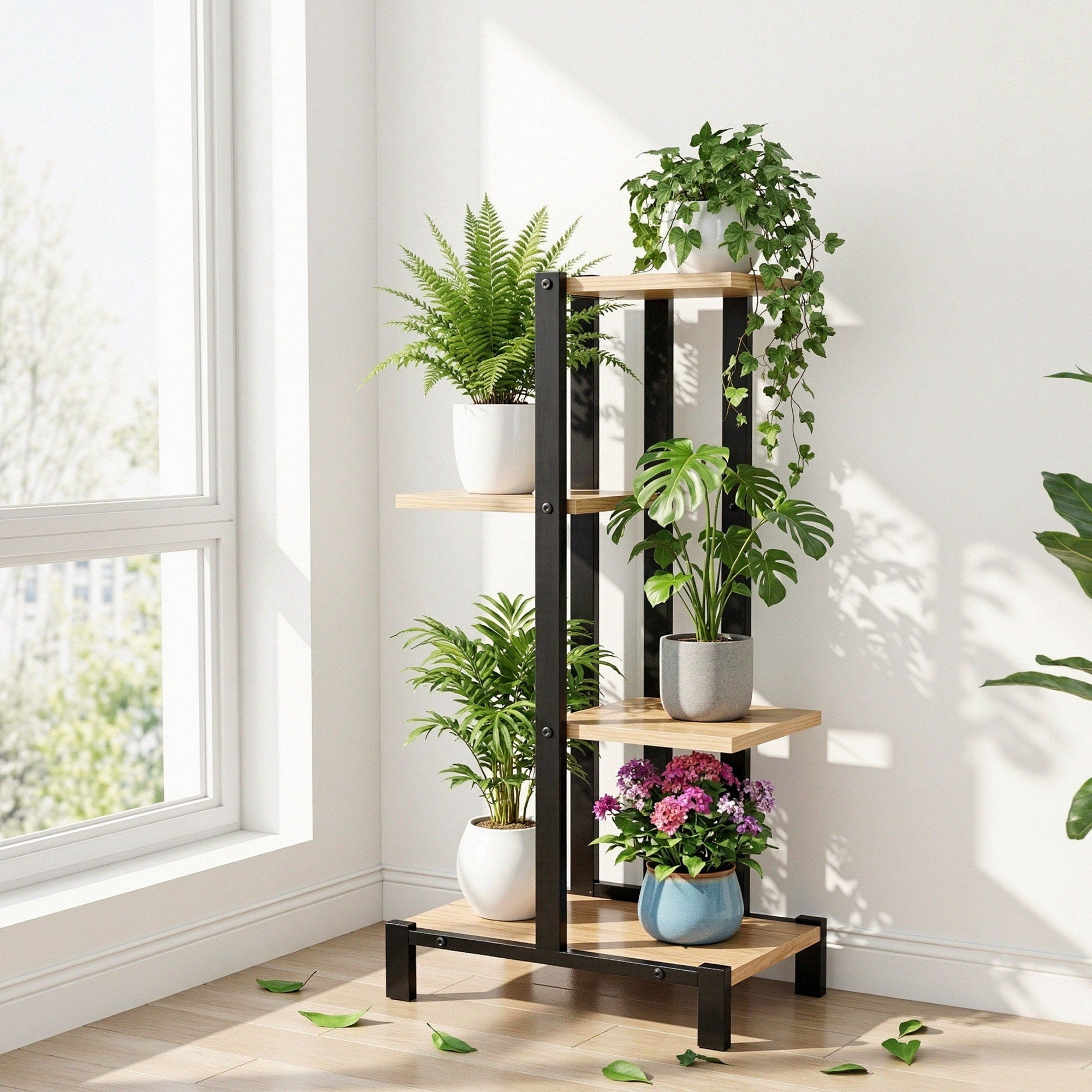 4 Tiers Plant Stand Metal Flower Pots Shelf Indoor Outdoor Garden Home - Home & Garden > Artificial Plants > Pots, Planters & Accessories - Rivercity House & Home Co. (ABN 18 642 972 209) - Affordable Modern Furniture Australia