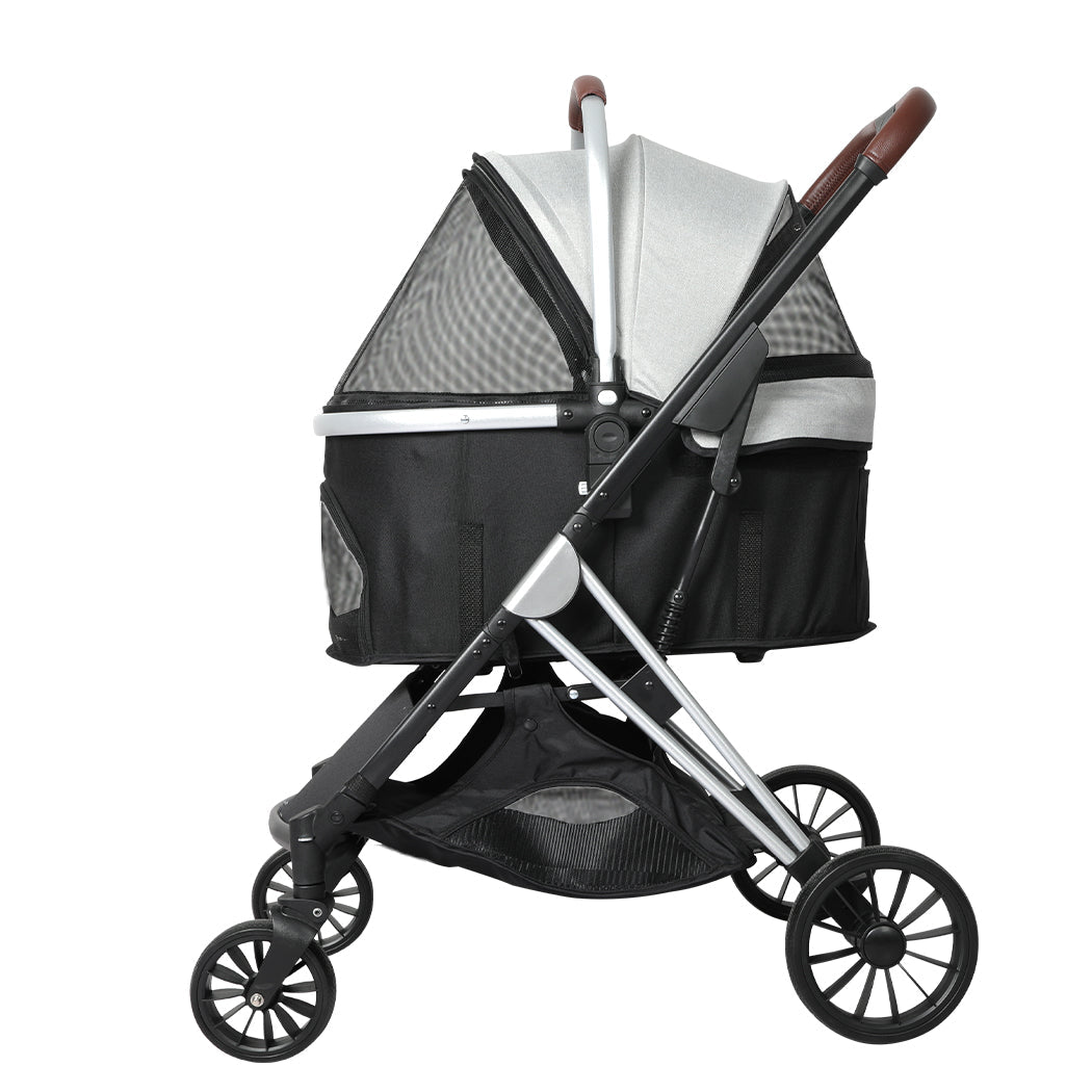 4 - Wheel Pet Stroller Dog Cat Pram - Grey Black - Rivercity House & Home Co. (ABN 18 642 972 209) - Affordable Modern Furniture Australia