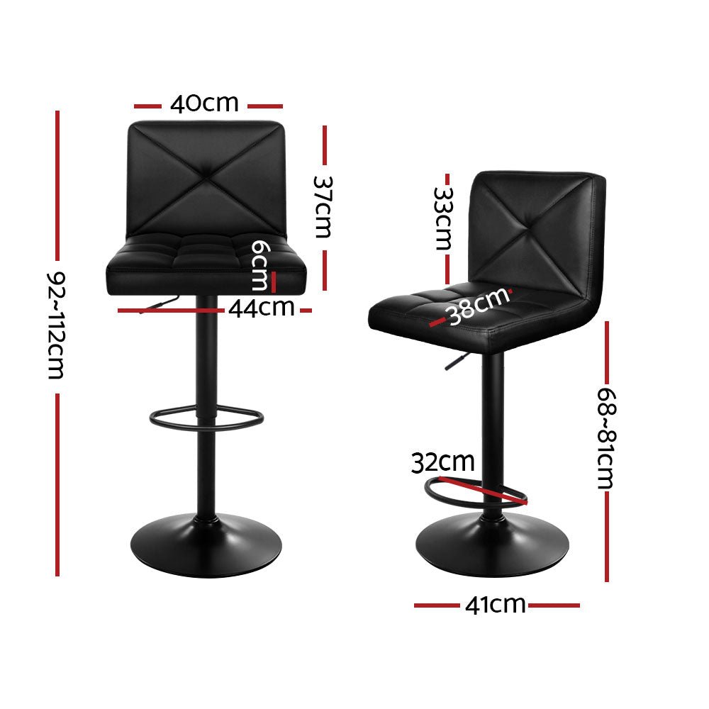 4 x Black PU Leather Bar Stools - Rivercity House & Home Co. (ABN 18 642 972 209) - Affordable Modern Furniture Australia