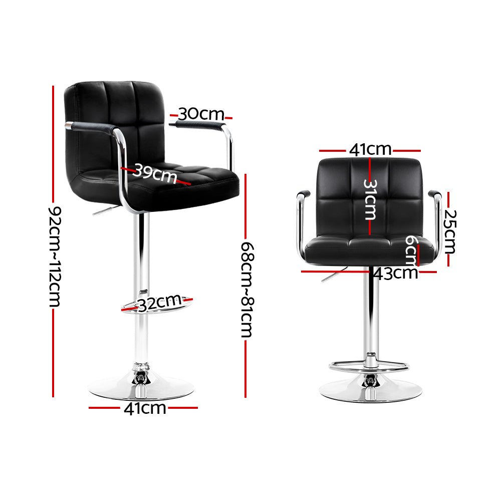 4 x Black PU Leather Bar Stools - Rivercity House & Home Co. (ABN 18 642 972 209) - Affordable Modern Furniture Australia