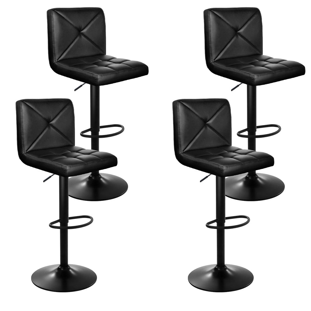 4 x Black PU Leather Bar Stools - Rivercity House & Home Co. (ABN 18 642 972 209) - Affordable Modern Furniture Australia