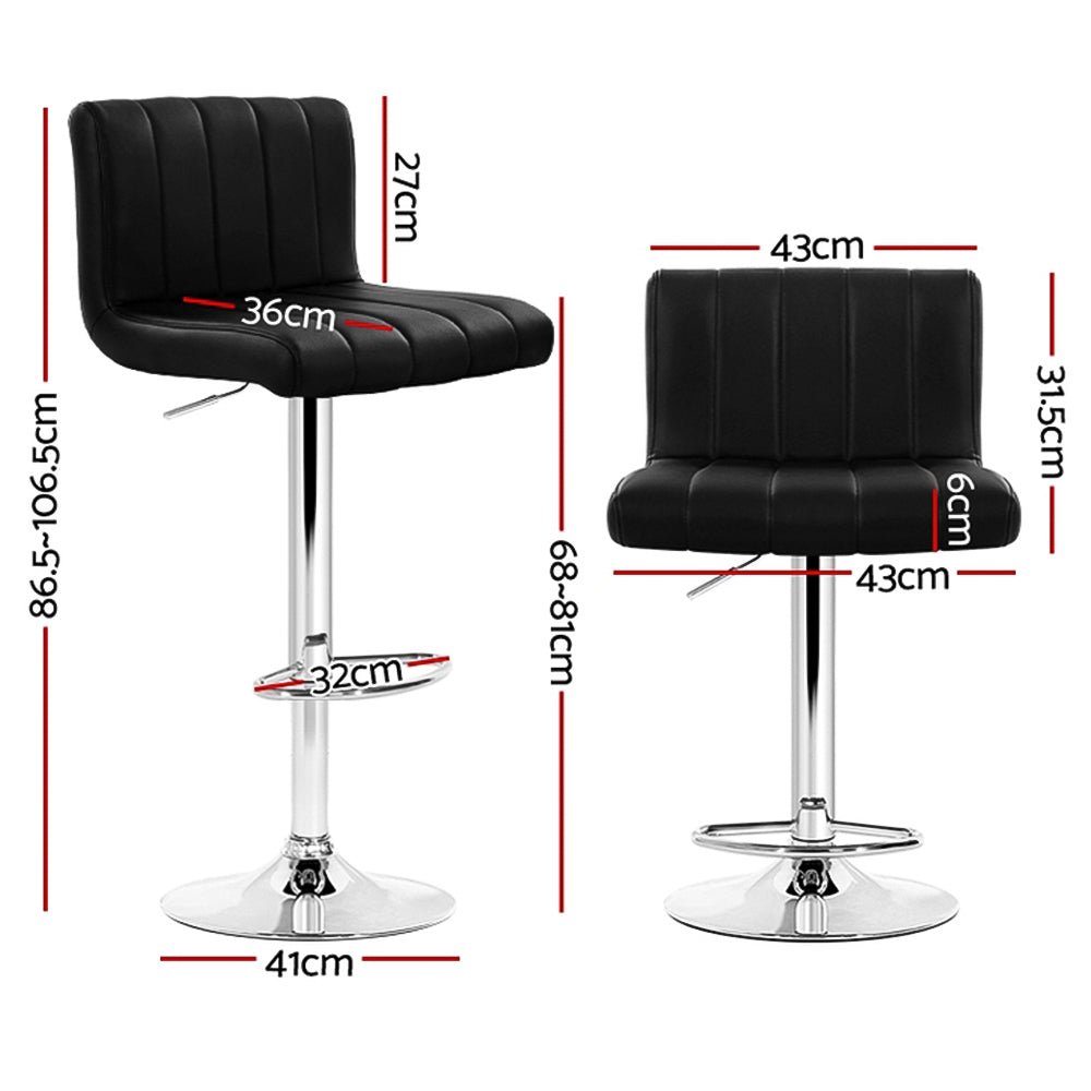 4 x Lana PU Leather Bar Stools Black - Rivercity House & Home Co. (ABN 18 642 972 209) - Affordable Modern Furniture Australia