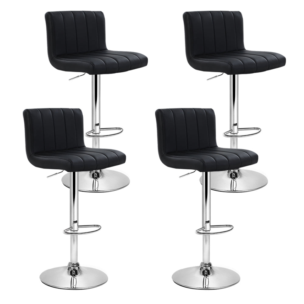 4 x Lana PU Leather Bar Stools Black - Rivercity House & Home Co. (ABN 18 642 972 209) - Affordable Modern Furniture Australia