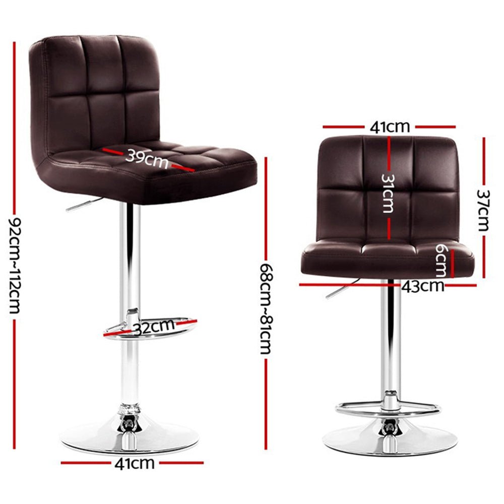 4 x Noel PU Leather Bar Stools Brown - Rivercity House & Home Co. (ABN 18 642 972 209) - Affordable Modern Furniture Australia