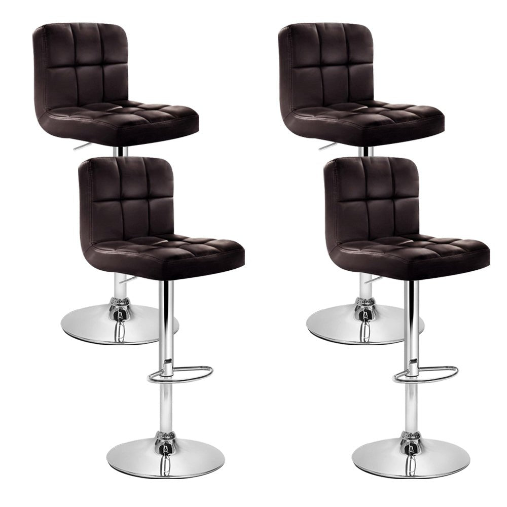 4 x Noel PU Leather Bar Stools Brown - Rivercity House & Home Co. (ABN 18 642 972 209) - Affordable Modern Furniture Australia