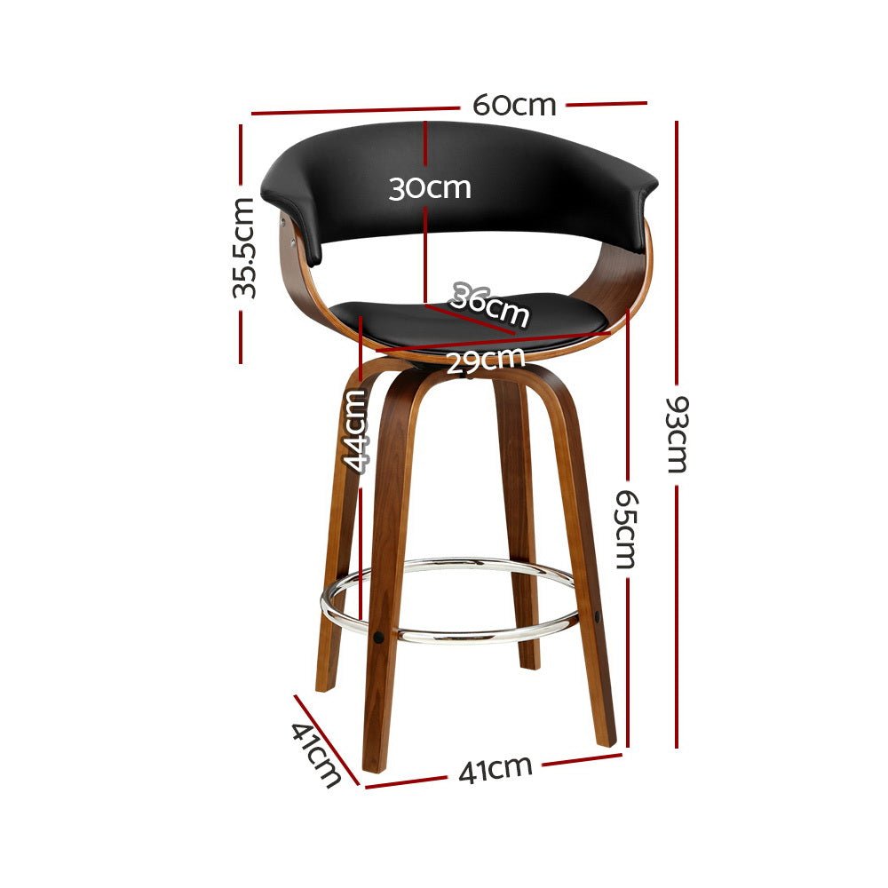 4 x Wooden Bar Stools Black & Wood - Rivercity House & Home Co. (ABN 18 642 972 209) - Affordable Modern Furniture Australia