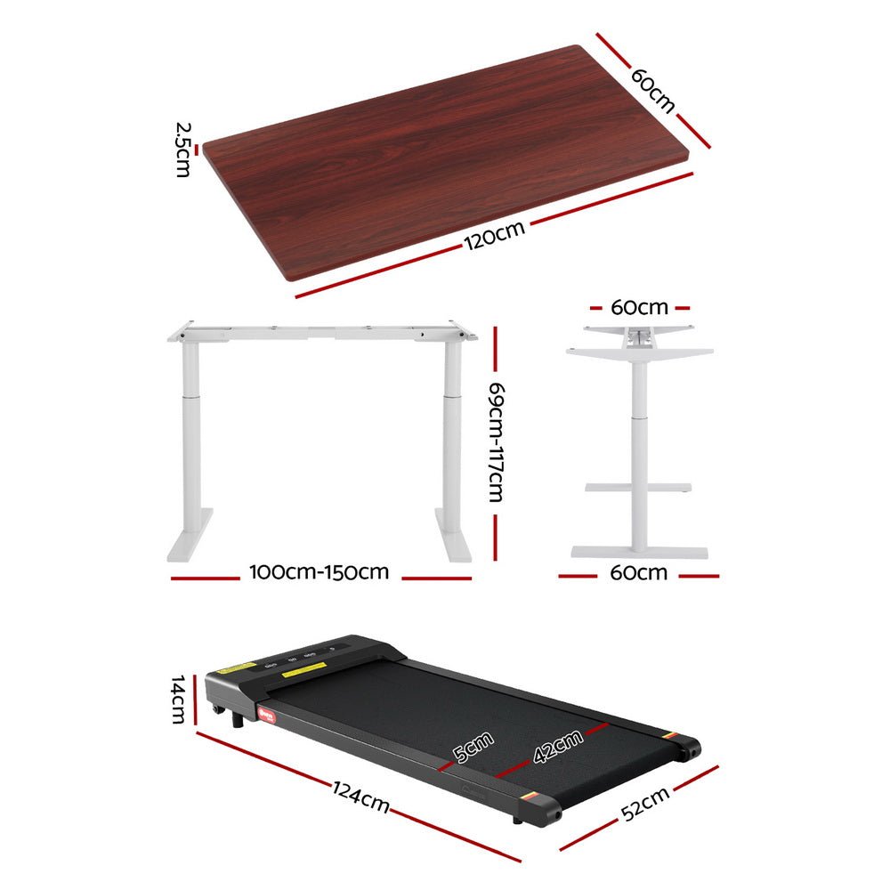 400mm Treadmill Electric Walking Pad with 120cm Automatic Standing Desk - Furniture > Office > Desks - Rivercity House & Home Co. (ABN 18 642 972 209) - Affordable Modern Furniture Australia