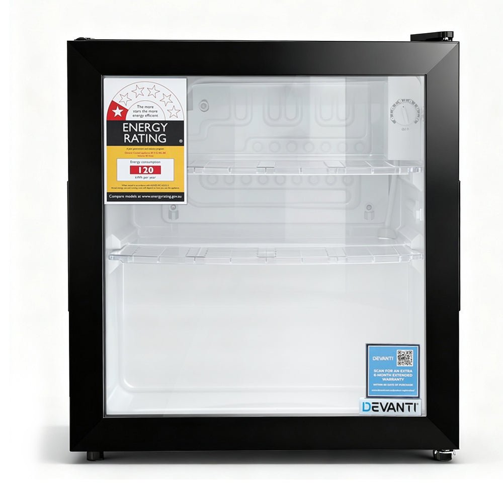 40L Bar Fridge Glass Door Mini Fridge Countertop Cooler Black - Appliances > Fridges & Freezers > Fridges - Rivercity House & Home Co. (ABN 18 642 972 209) - Affordable Modern Furniture Australia