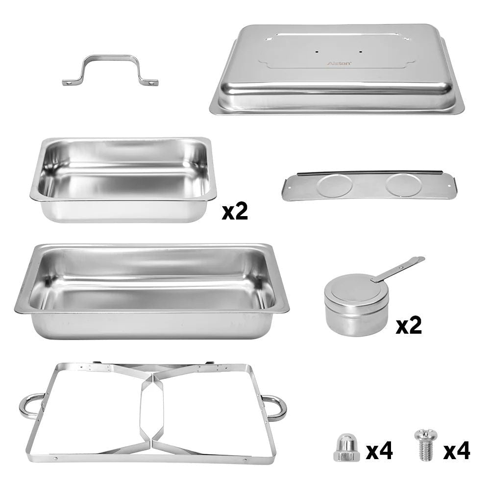 4.5LX2 Chafing Dish Set, Premium 410 Stainless Steel Buffet Warmer, Bain Marie Food Server with Fuel Holders & Lid, Stackable Catering Equipment for Hotels, Parties, Weddings & Banquets, Silver - Appliances > Kitchen Appliances > Food Warmers & Chafing Dishes - Rivercity House & Home Co. (ABN 18 642 972 209) - Affordable Modern Furniture Australia