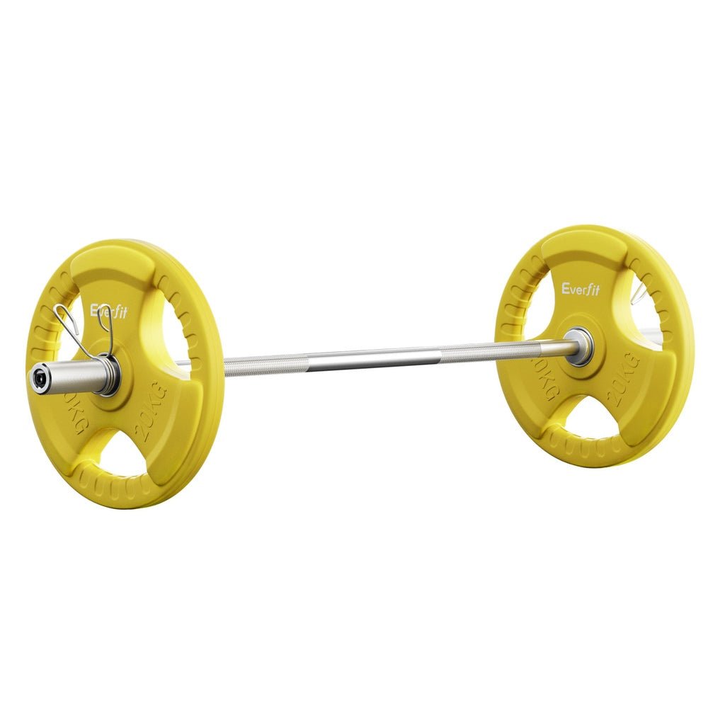 46KG 120CM Dumbbell Barbell Plate Weight Lifting Bar - Yellow - Sports & Fitness > Exercise, Gym & Fitness > Free Weights - Rivercity House & Home Co. (ABN 18 642 972 209) - Affordable Modern Furniture Australia