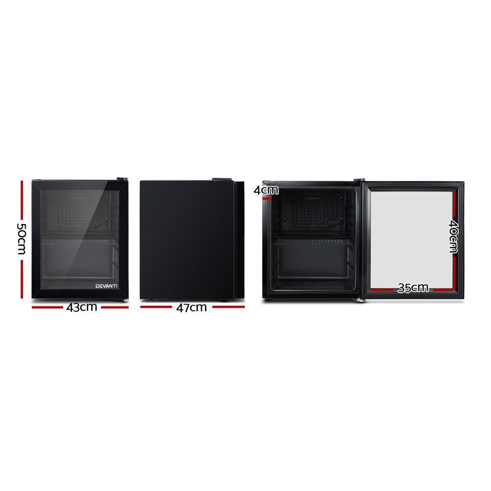 46L Bar Fridge Glass Door Black - Appliances > Fridges & Freezers > Fridges - Rivercity House & Home Co. (ABN 18 642 972 209) - Affordable Modern Furniture Australia