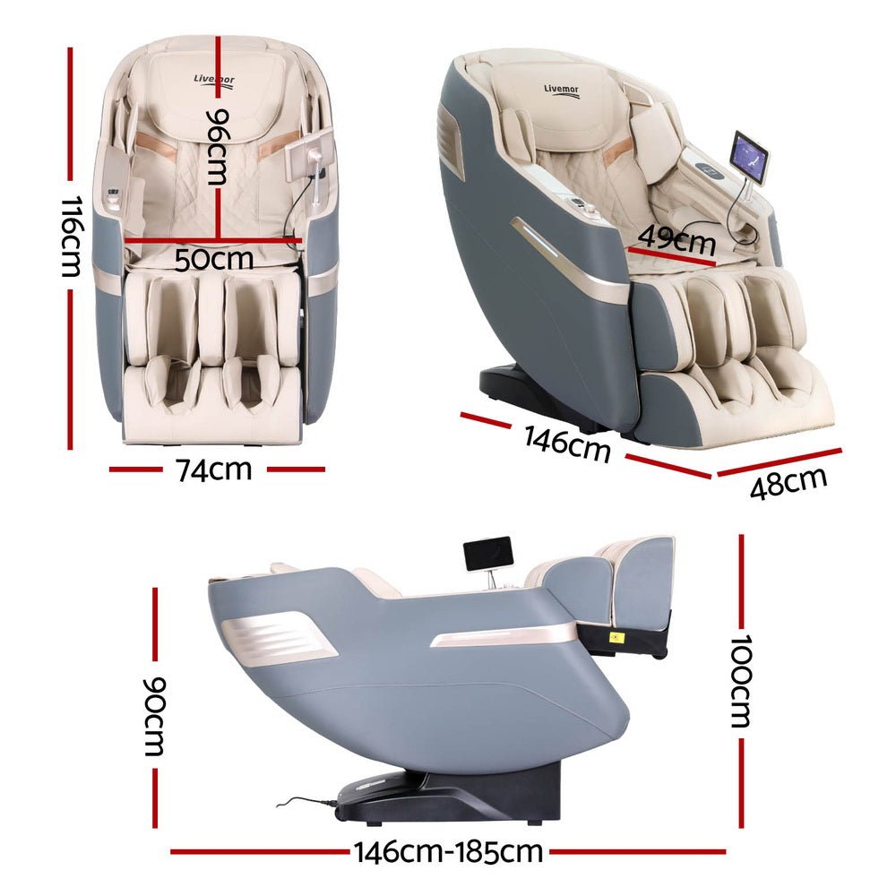 4D Massage Chair Electric Recliner Home Massager Gray Sina - Furniture > Bar Stools & Chairs > Massage Chairs - Rivercity House & Home Co. (ABN 18 642 972 209) - Affordable Modern Furniture Australia