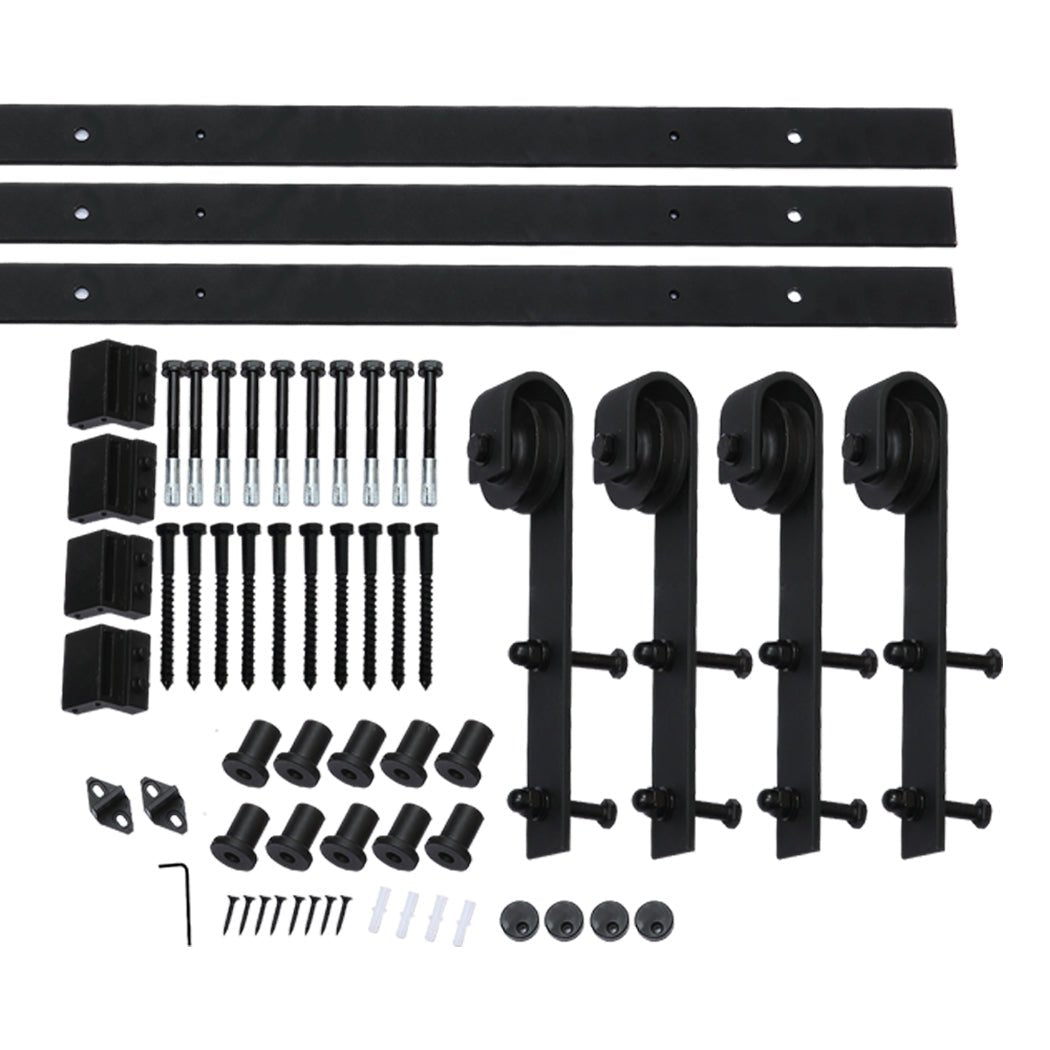 4M Antique Classic Double Sliding Barn Door Kit 6.1mx6.1m - Black - Rivercity House & Home Co. (ABN 18 642 972 209) - Affordable Modern Furniture Australia