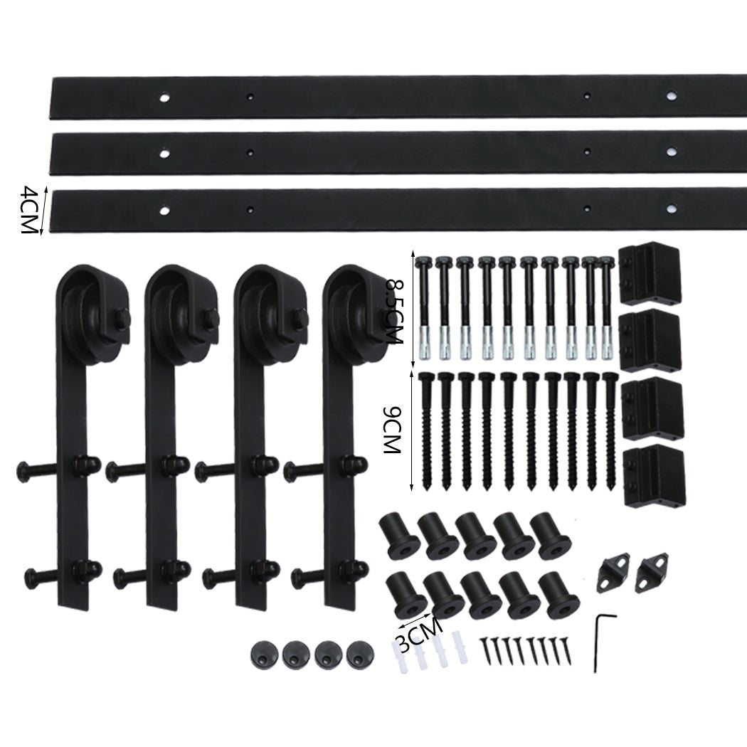 4M Antique Classic Double Sliding Barn Door Kit 6.1mx6.1m - Black - Rivercity House & Home Co. (ABN 18 642 972 209) - Affordable Modern Furniture Australia