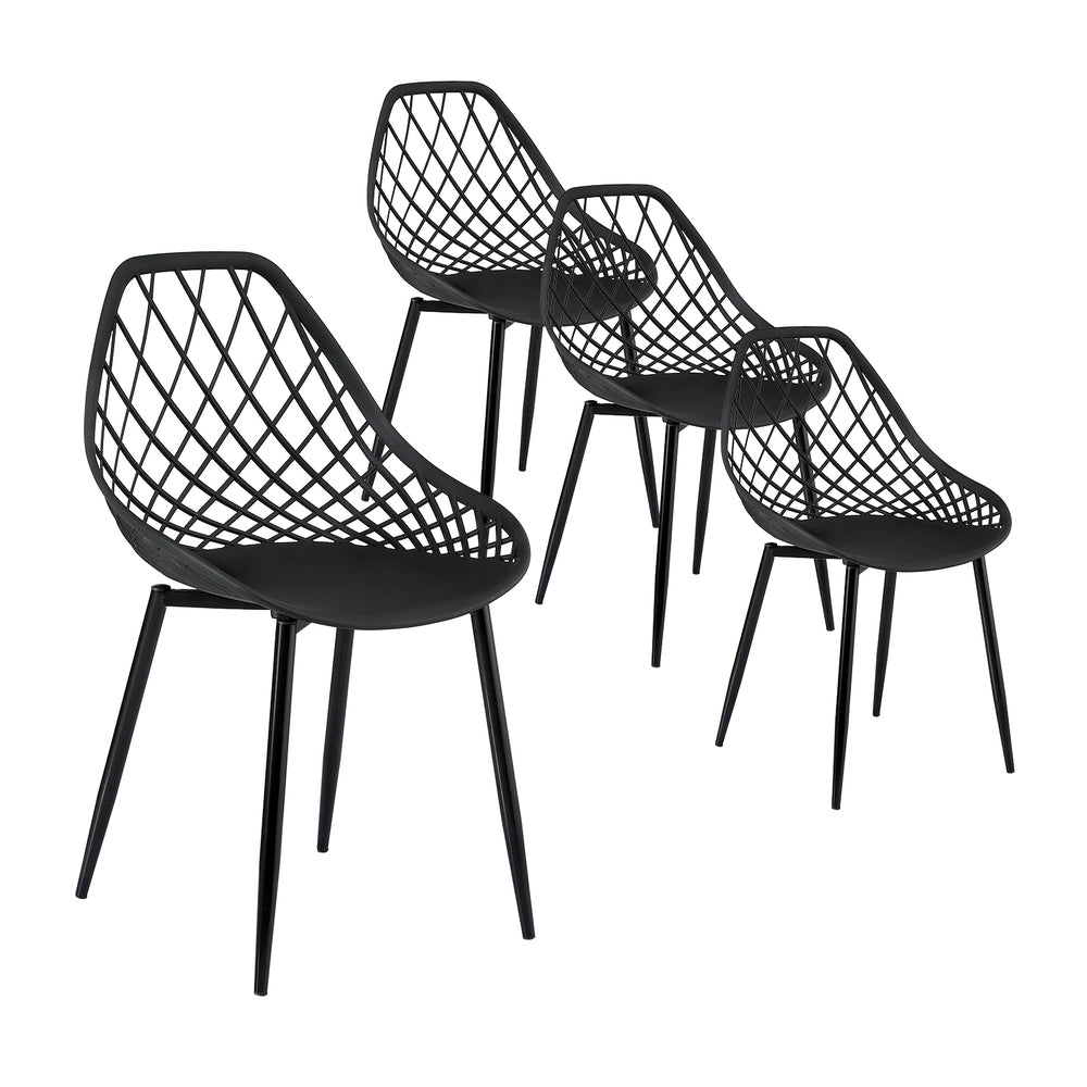 4PC Outdoor Dining Chairs PP Lounge Chair Patio Garden Furniture Black - Furniture > Outdoor > Outdoor Chairs - Rivercity House & Home Co. (ABN 18 642 972 209) - Affordable Modern Furniture Australia